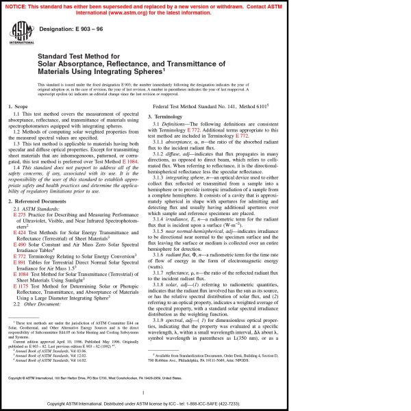 Astm E Standard Test Method Solar Absorptance Reflectance And Hot Sex