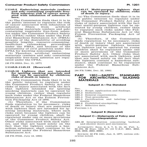 16 CFR Part 1201 (2002) - Safety Standard for Architectural Glazing 
