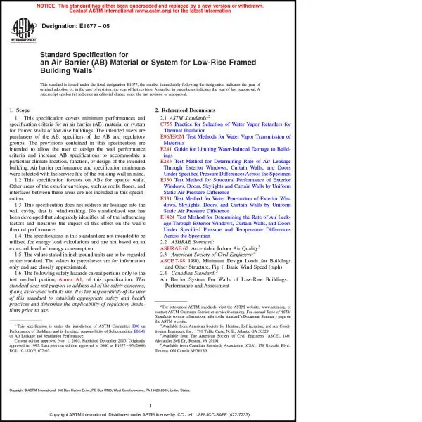 ASTM E 1677—05 Standard Specification for an Air Retarder (AR 
