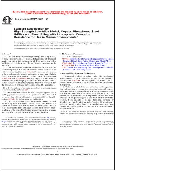 ASTM A 690/A 690M—07 Standard Specification for High-strength Low-alloy ...