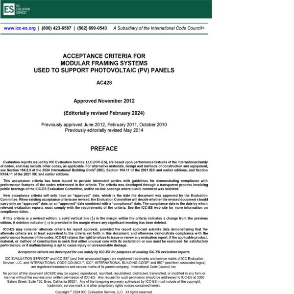 AC428 Modular Framing Systems Used to Support Photovoltaic (PV) Modules ...