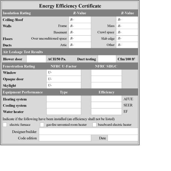 Energy Efficiency Certificate Sticker (packets of 25)