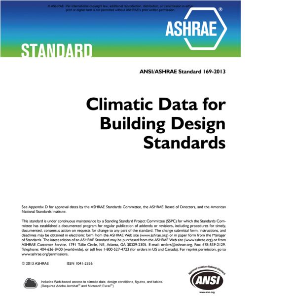 ANSI/ASHRAE Standard 1692013 Climatic Data for Building Design Standards