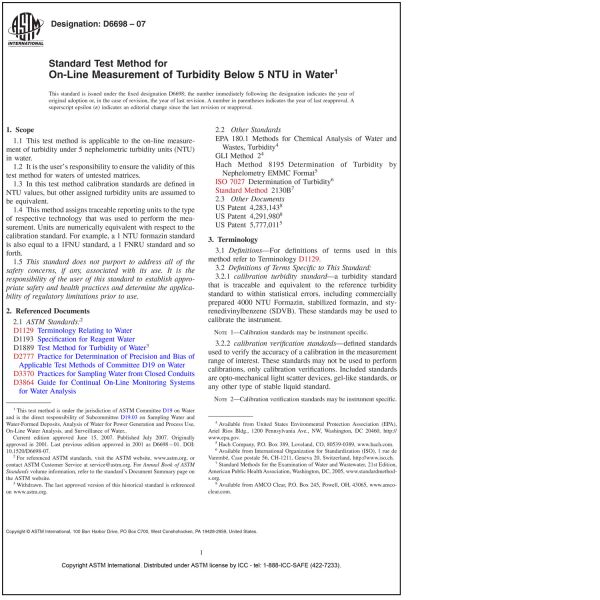 ASTM D 669807 Standard Test Method for OnLine Measurement of