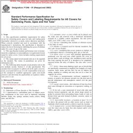 ASTM F 1346—91 (2003) Performance Specification for Safety Covers and Labeling Requirements for All Covers for Swimming Pools, Spas and Hot Tubs cover image