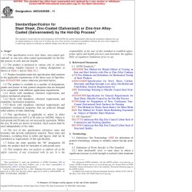 ASTM A653/A653M—11 Standard Specification for Steel Sheet, Zinc-coated (Galvanized) or Zinc-iron Alloy-coated (Galvannealed) by the Hot-dip Process image