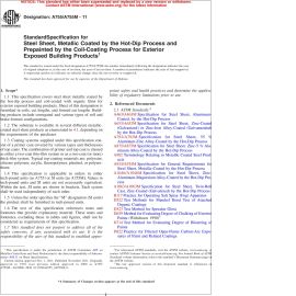 ASTM A755/A755M—2011 Standard Specification for Steel Sheet, Metallic-coated by the Hot-dip Process and Prepainted by the Coil-coating Process for Exterior Exposed Building Products image