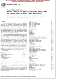ASTM A888—13a Standard Specification for Hubless Cast Iron Soil Pipe and Fittings for Sanitary and Storm Drain, Waste and Vent Piping Application image