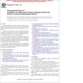 ASTM C1063—15A Standard Specification for Installation of Lathing and Furring to Receive Interior and Exterior Portland Cement-based Plaster image