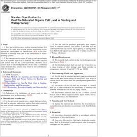 ASTM D227/D227M—03(2011)E1 Standard Specification for Coal-tar-saturated Organic Felt Used in Roofing and Waterproofing image