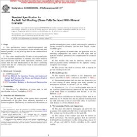 ASTM D3909/D3909M—97b (2012)e1 Standard Specification for Asphalt Roll Roofing (Glass Felt) Surfaced with Mineral Granules image
