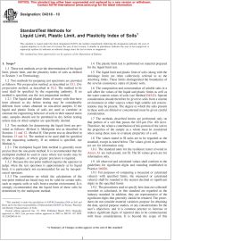 ASTM D4318—10 Standard Test Methods for Liquid Limit, Plastic Limit and Plasticity Index of Soils image