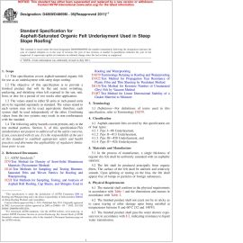 ASTM D4869/D4869M—05(2011)e01 Standard Specification for Asphalt-saturated Organic Felt Underlayment Used in Steep Slope Roofing image