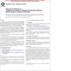 ASTM E605—93 (2011) Standard Test Method for Thickness and Density of Sprayed Fire-resistive Material (SFRM) Applied to Structural Members image