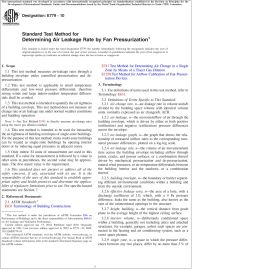 ASTM E779—10 Standard Test Method for Determining Air Leakage Rate by Fan Pressurization image