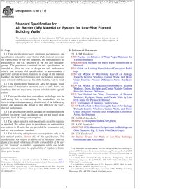 ASTM E1677—11 Standard Specification for an Air-retarder (AR) Material or System for Low-rise Framed Building Walls image