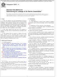 ASTM E2357—11 Standard Test Method for Determining Air Leakage of Air Barriers Assemblies image