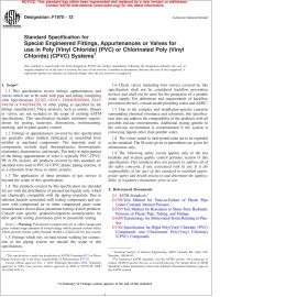 ASTM F1970—12 Standard Specification for Special Engineered Fittings, Appurtenances or Valves for Use in Poly (Vinyl Chloride) (PVC) or Chlorinated Poly (Vinyl Chloride) (CPVC) Systems image