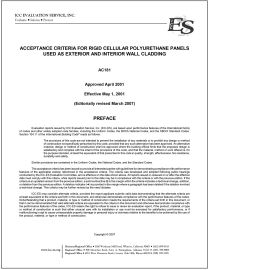 AC181 Rigid Cellular Polyurethane Panels Used as Exterior and Interior Wall Cladding—Approved April 2001, Editorially Revised March 2007 cover image