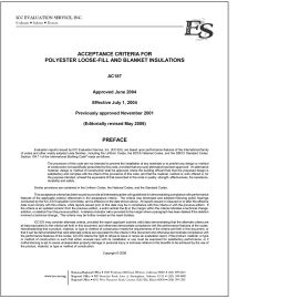 AC187 Polyester Loose-fill and Blanket Insulations—Approved June 2004, Editorially Revised May 2006 cover image