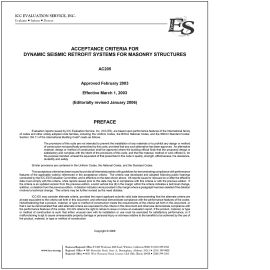 AC205 Dynamic Seismic Retrofit Systems for Masonry Structures—Approved February 2003, Editorially Revised January 2006 cover image