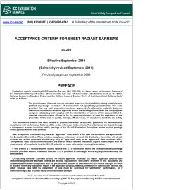 AC220 Sheet Radiant Barriers—Approved September 2010, editorially revised September 2013 cover image