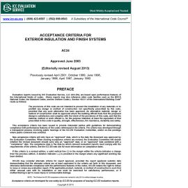 AC24 Exterior Insulation and Finish Systems—Approved June 2003, editorially revised August 2013 cover image