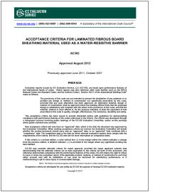 AC382 Laminated Fibrous Board Sheathing Material Used as a Water-resistive Barrier—Approved August 2012 cover image